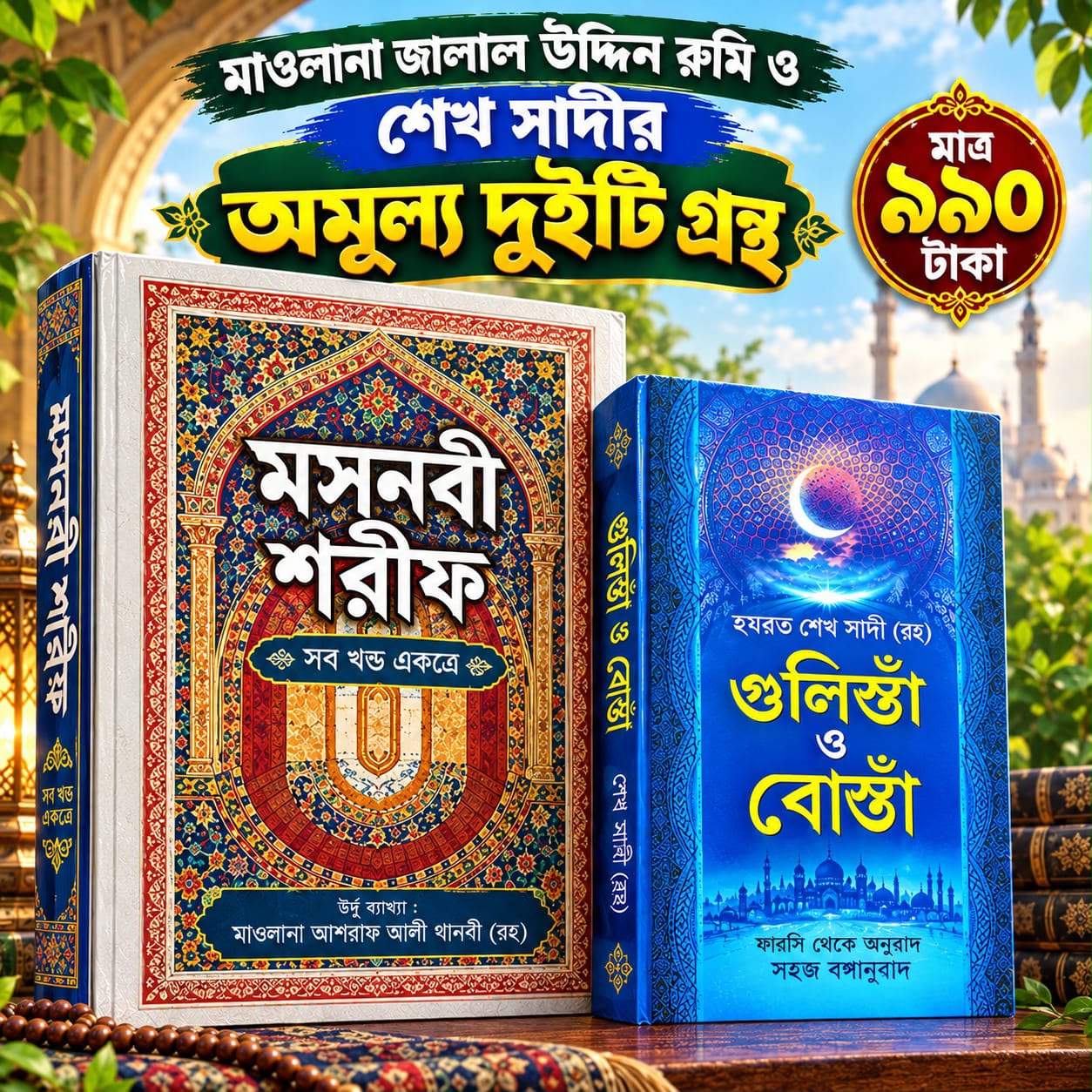 মাএ ৯৯০ টাকায় পাচ্ছেন, মসনবী শরীফ ও গুলিস্তা ও বোস্তা— আত্মশুদ্ধি   ও জ্ঞানচর্চার জন্য অমূল্য দুই গ্রন্থ!